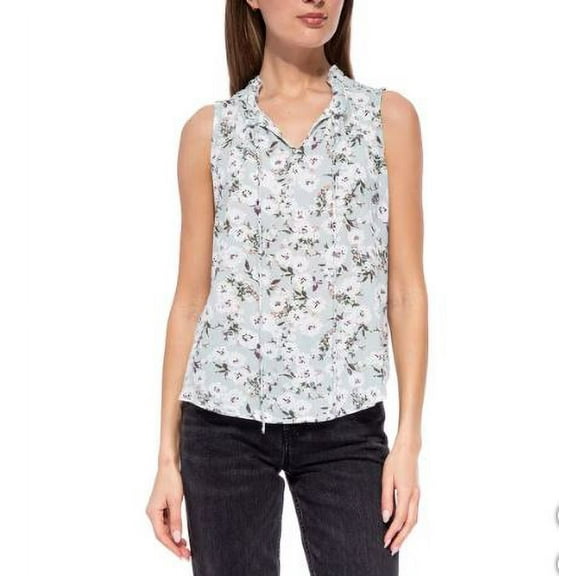 B Collections by Bobeau Ladies' Sleeveless Blouse, Mint Floral Medium