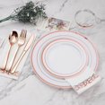 thumbnail image 2 of 175PCS Rose Gold Disposable Dinnerware Set for 25 Guests, Plastic Plates for Party, Wedding, Christmas, Include: 50 Plastic Plates, 25 Rose Gold Silverware, 25 Cups, 25 Napkins, 2 of 6