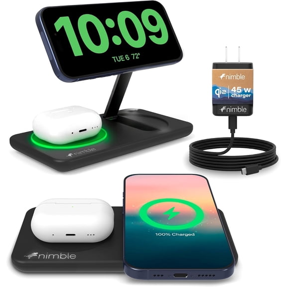 Restored Nimble Podium 2-in-1 Wireless Charging Station for iPhone & Airpods NB-WP-2N1TRY