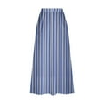 thumbnail image 5 of 2025 Clearance Items under $5.00 Viikei Women's Skirt with Side Slit for Comfort,Women's Printed Elastic Waistband Pleated Pocket Skirt With Mid Calf Skirt Blue S, 5 of 5