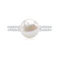 thumbnail image 5 of Rosec Jewels Cultured Freshwater Pearl Diamond Engagement Ring 7 Carat - Pearl Solitaire Ring for Women - AAA Quality, 925 Sterling Silver, US 4.00, 5 of 9