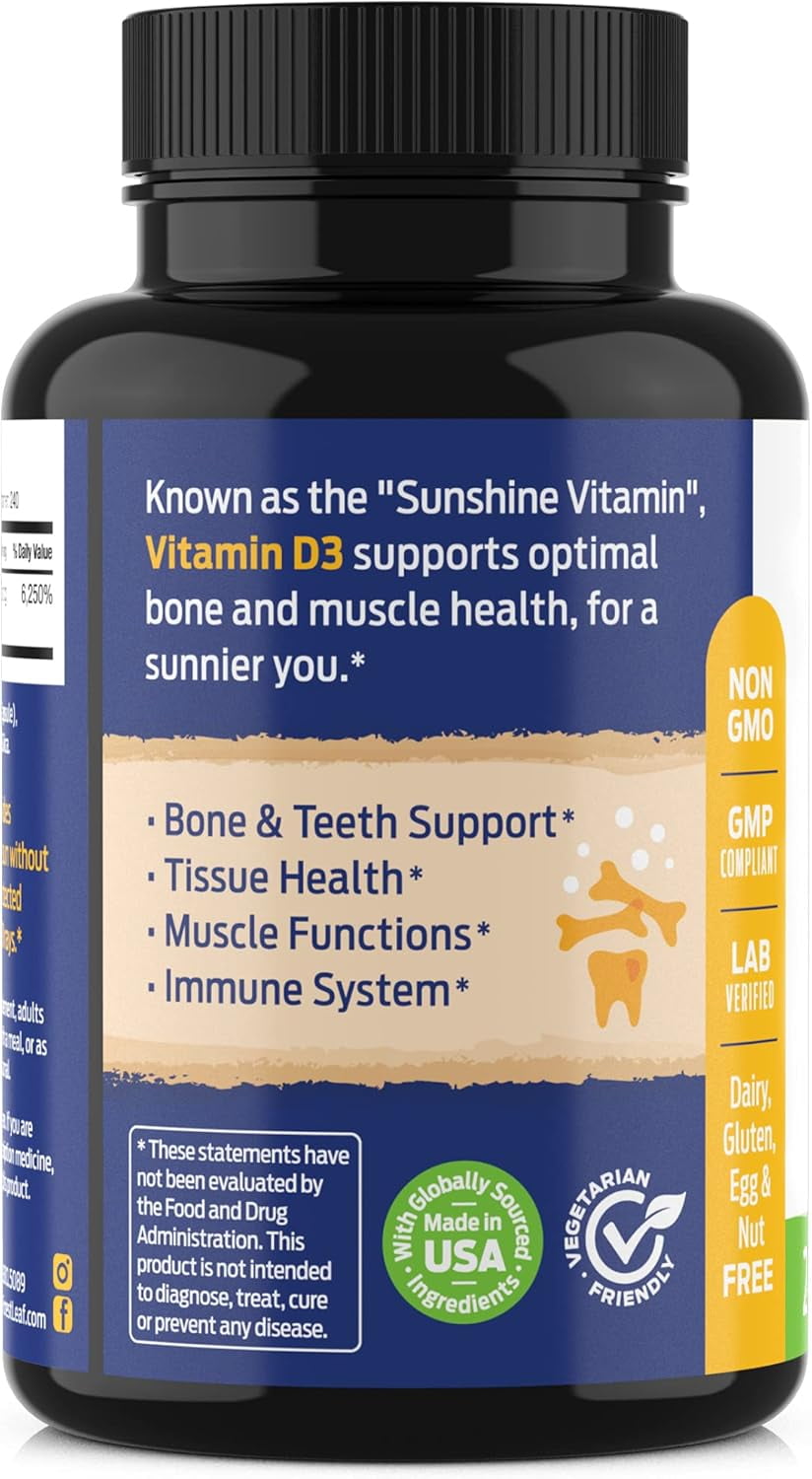 Forest Leaf Vitamin D3 50000 IU Bone Health & Immune Support Supplement, 240 Capsules
