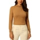 thumbnail image 1 of Blusa de Cuello Mock de Mujer Inspire Chic, Manga Larga, Tops Básicos de Punto, Talla M, Caqui Oscuro, 1 of 6