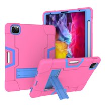 Dteck Case For iPad Pro 12.9" 5th Generation 2021,Shockproof Rubber Kickstand Case 3-Layer Protection Heavy Duty Cover for iPad Pro 12.9-inch 5th Gen 2021,Rose Blue