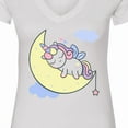 thumbnail image 4 of Inktastic Unicorn Moon Women's V-Neck T-Shirt, 4 of 5