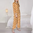 thumbnail image 3 of Salouo Cute Fox Faces Pattern Pattern Women's Pajamas Set Long Sleeve Button Down Sleepwear Soft Pj Lounge Sets for women 2 Piece Pjs Set with Long Pants-Small, 3 of 7