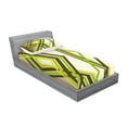 thumbnail image 2 of Ambesonne Geometric Fitted Sheet & Pillow Sham Set, Trippy Diamond Shapes, Twin, Lime Green Army Green, 2 of 2