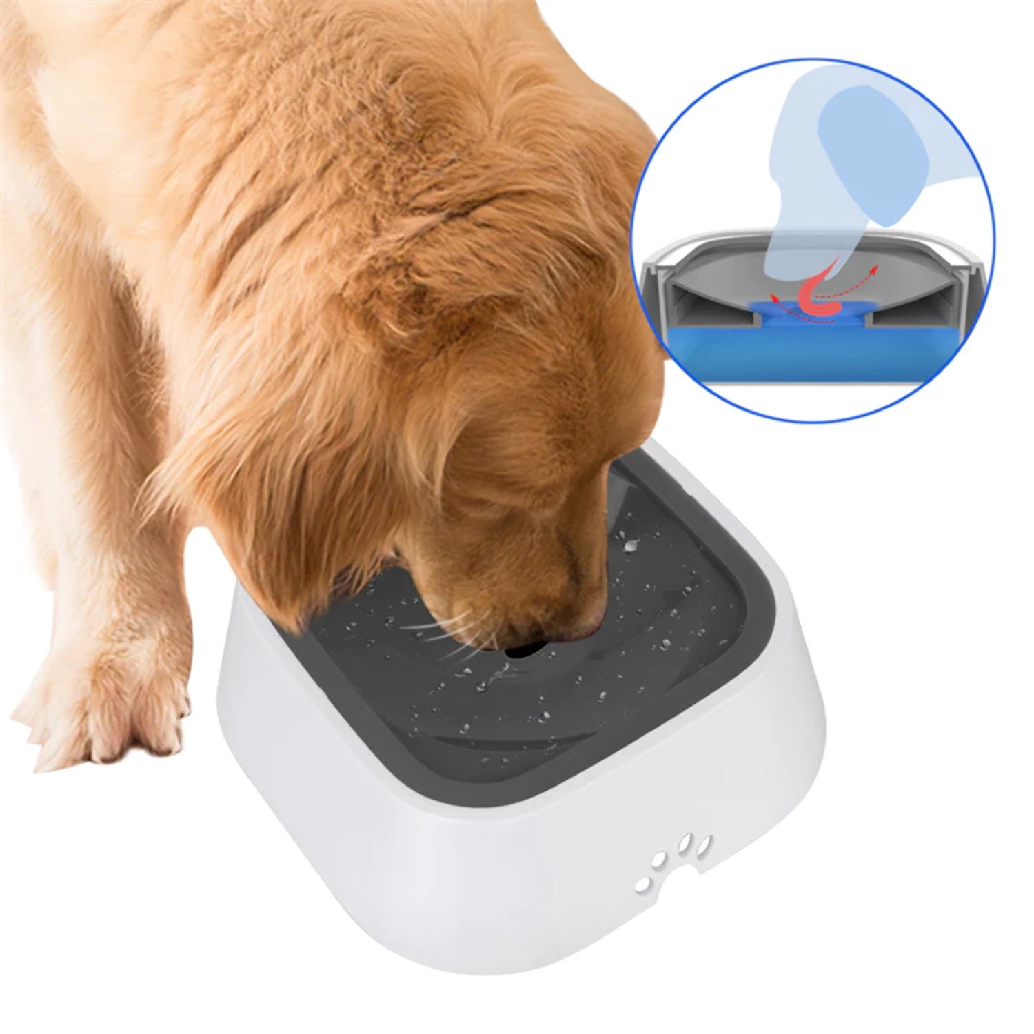 1.5L Cat Dog Water Bowl Carried Floating Bowl Anti-Overflow Slow Water Feeder Dispenser Pet Fountain ABSPP Dog Supplies