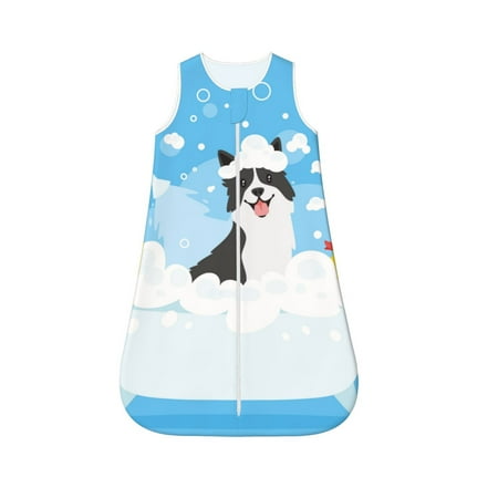 

Fotbe Collie in Bathtub Pattern Sleep Sack - Baby Wearable Blanket with Zipper Extra Soft Cotton Sleeveless Sleeping Bag for Infants-X-Large