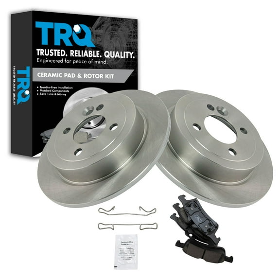 TRQ Rear Brake Pad & Rotor Kit Brake Pads Brake Rotor Ceramic Fits Select 2002-2006 Mini Cooper