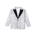 thumbnail image 3 of Manyakai Boy's Shiny Sequins Tuxedo Suit Jacket Party Prom Wedding Blazer Jackets Slim Fit Formal Silver 12, 3 of 7