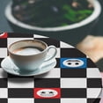 thumbnail image 3 of Ambesonne Emoji Art Fitted Round Tablecloth, Squares Funny Faces Plot, 40"- 44" Diameter, Sky Blue Sea Green White, 3 of 5