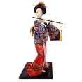 thumbnail image 4 of kowaku 12" Japanese Geisha Asian Geisha Doll Sculpture Ethnic Japanese Geisha Dolls Girl Statue for Office Shelf Tabletop Home Decor Blue and Red, 4 of 9