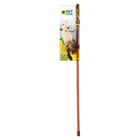 Pet Zone Play-N-Squeak Tethered Teaser Wand Cat