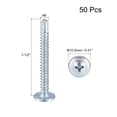 thumbnail image 2 of Uxcell #8 x 1-1/2" Carbon Steel Phillips Head Self Tapping Screws Silver Tone 50 Pack, 2 of 4