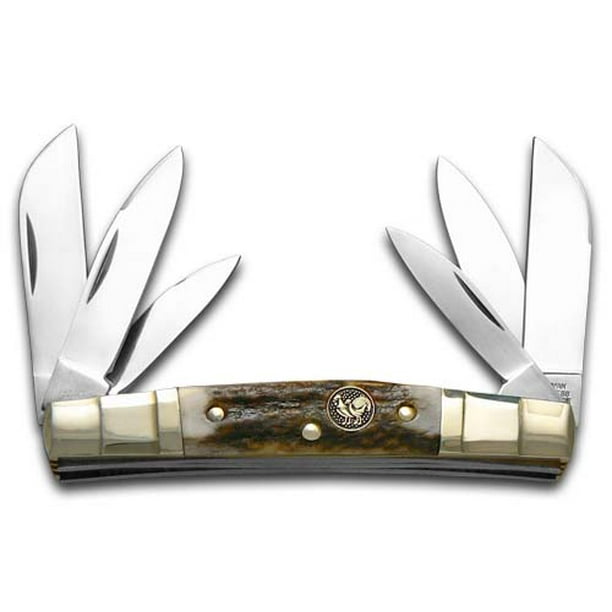 Hen & Rooster Genuine Deer Stag 6Blade Congress Stainless Pocket Knife Knives