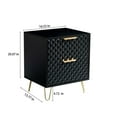 thumbnail image 3 of YYAo Nightstand, Bedside Table,Black Nightstand,Luxury Carving Board 2-Drawer Night Stand Bed Side Table with Metal Legs, 20" Tall Wood Black Night, 3 of 5