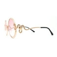 thumbnail image 3 of Womens Serpent Snake Jewel Arm Round Circle Metal Rim Sunglasses Gold Pink, 3 of 4