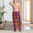 thumbnail image 2 of Fuzoiu Orange and Purple Plaid Print Men's Pajama Pants,Lounge Pants for Men,Lounge PJ Bottoms,Sleepwear Pants with Drawstring Pockets -X-Large, 2 of 6
