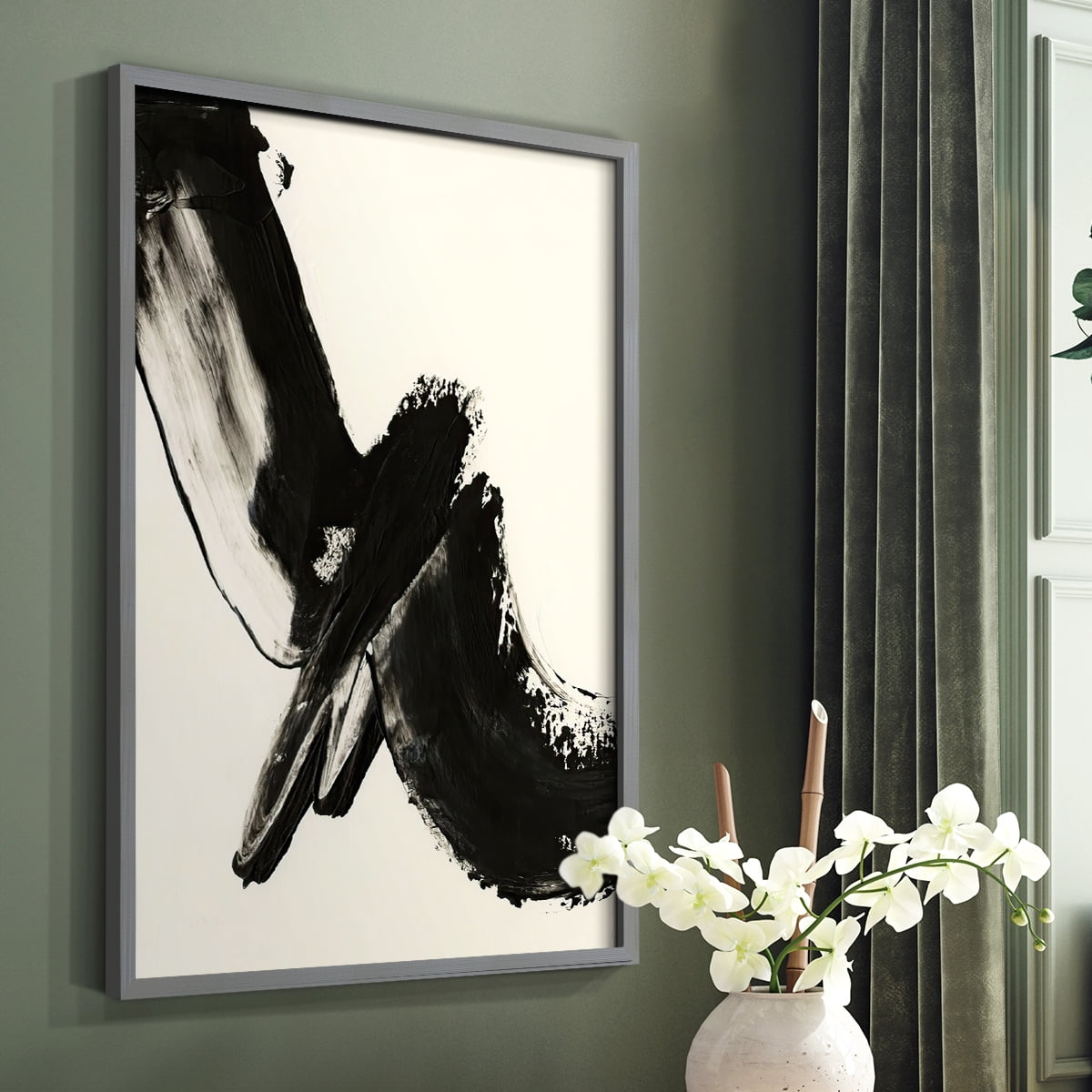 Black Expression I in Paper Solid Wood 22 x 28 Framed Print