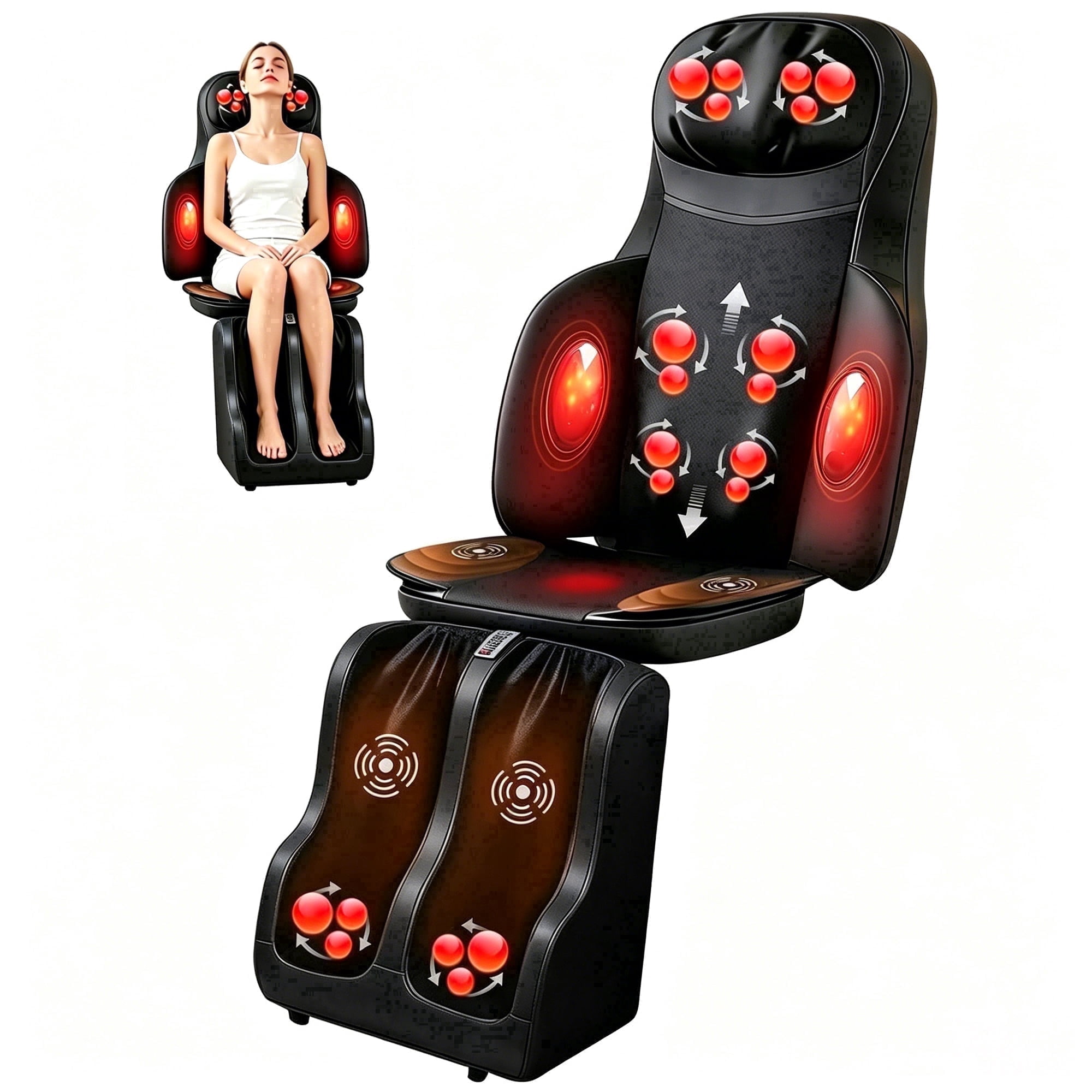 Miora Full Body Massage Cushion, Neck to Foot Massager with 3 Intensities, 4 Vibrations, 5 Programs, Heat for Chair Home Office