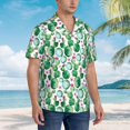 thumbnail image 3 of Pofeuu Cactus Plants Print Hawaiian Shirt for Men Sleeves Casual Button Down Summer Beach Dress Shirts T-Shirts,Small, 3 of 7