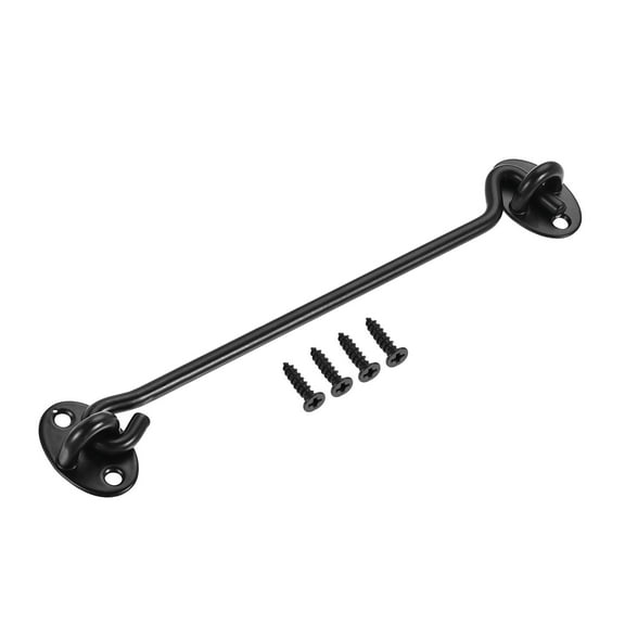 8" Cabin Hook Latch 201 Stainless Steel with Screws Black
