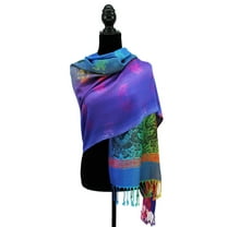 Double Side Rainbow Silky Tropical Colorful Exotic Pashmina Wrap Shawl Scarf