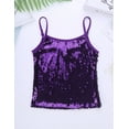 thumbnail image 4 of Raenseen Kids Girls Sleeveless Sequins Camisole Cami Top Tank Jazz Hip Hop Dance Top Performance Purple 16, 4 of 9