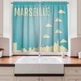 thumbnail image 2 of Ambesonne France Kitchen Curtains, Marseille City Landscape, 55"x45", Dark Seafoam and Eggshell, 2 of 3