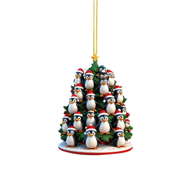WIFKLSIIPG Christmas Tree Penguin Acrylic 2D Pendant Christmas Pendant Christmas Tree Shape Penguin Pendant Christmas Acrylic Pendant New Year Pendant