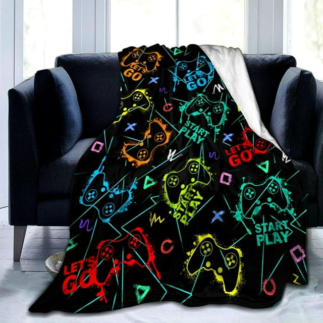 LHSHID Gaming Blanket Soft Flannel Gamer Video Games Merch Boys Girls Adults Gifts Home Decor for Sofa Travel 40x50in