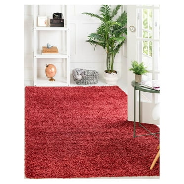Unique Loom Davos Shag Collection Area Rug - Solid (3' 3" x 5' 3" Rectangle Poppy)