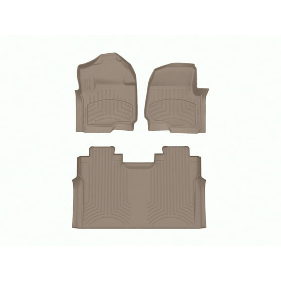 WeatherTech FloorLiner HP Custom Fit Floor Mats compatible with 2017-2019 Ford Super Duty - 1st & 2nd Row, Tan