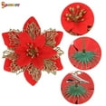 thumbnail image 4 of Spencer 12Pcs 6.3in Artificial Glittery Poinsettia Flowers Decorations with Clips & Stems Xmas Tree Ornaments for Garland Fireplace Wreath Wedding Party (Gold), 4 of 9
