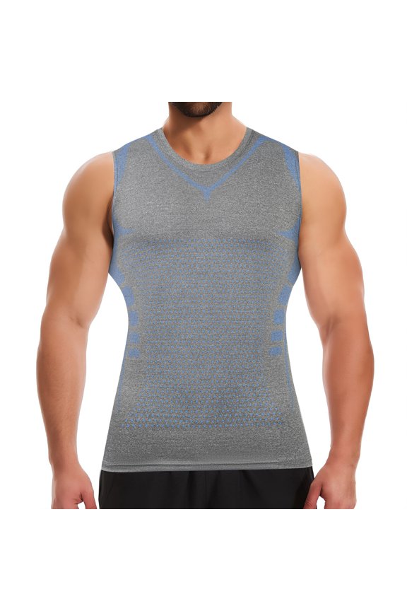 Men's Compression Shirt Slimming Body Shaper Vest Crewneck Workout Shirts Tummy Control Undershirts Tank Top Sports