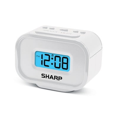 Compact Battery Operated Digital Alarm Clock White Sharp Brickseek