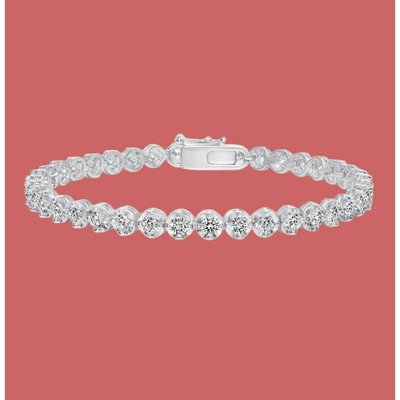 Solid 925 Sterling Silver 7.25 Inch Tennis Bracelet Zirconia Rhodium Plated for Women GH2340-7.25