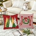 thumbnail image 4 of Lomyolo Merry Christmas Throw Pillow Covers Set of 4, 18x18 Inch Red Holiday Cushion Cases with Reindeer & Tree Print, Soft Xmas Decorations for Couch, Sofa, Winter Home Decor Gift, 4 of 6