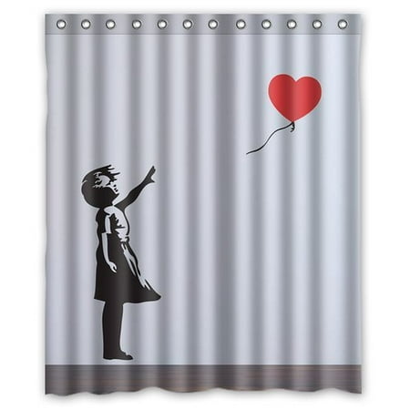 Ganma Banksy Balloon Girl Christmas Shower Curtain Polyester