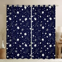 Feelyou Cartoon Stars Child Curtains Pack of 2 (42x84 Each), Dreamy Starry Sky Galaxy Curtains Blackout, Navy Horoscope Theme Bedroom Curtains, Living Room Curtains Decor