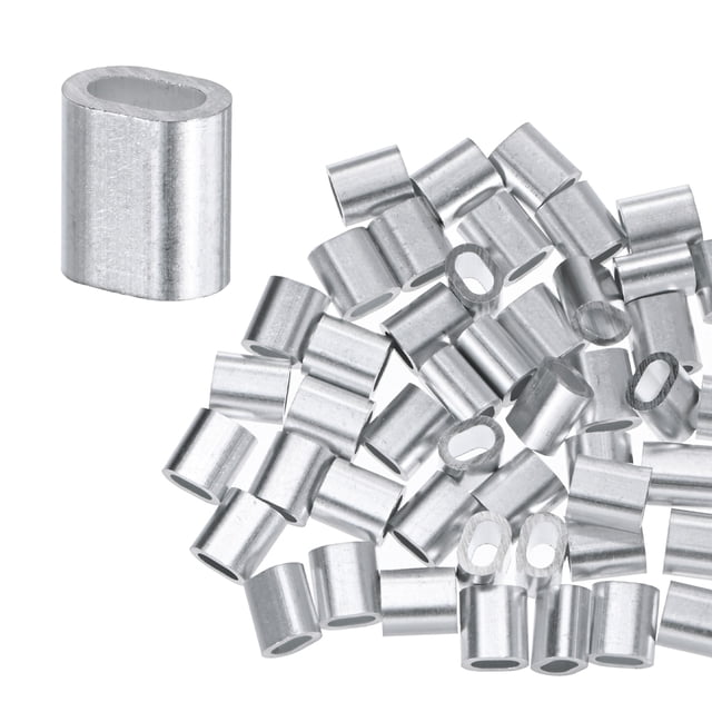 Uxcell 150-Pack Mangas de Crimpado de Aluminio, 2mm 5/64 Mangas de Cuerda de Alambre de Barril Redondo Simple