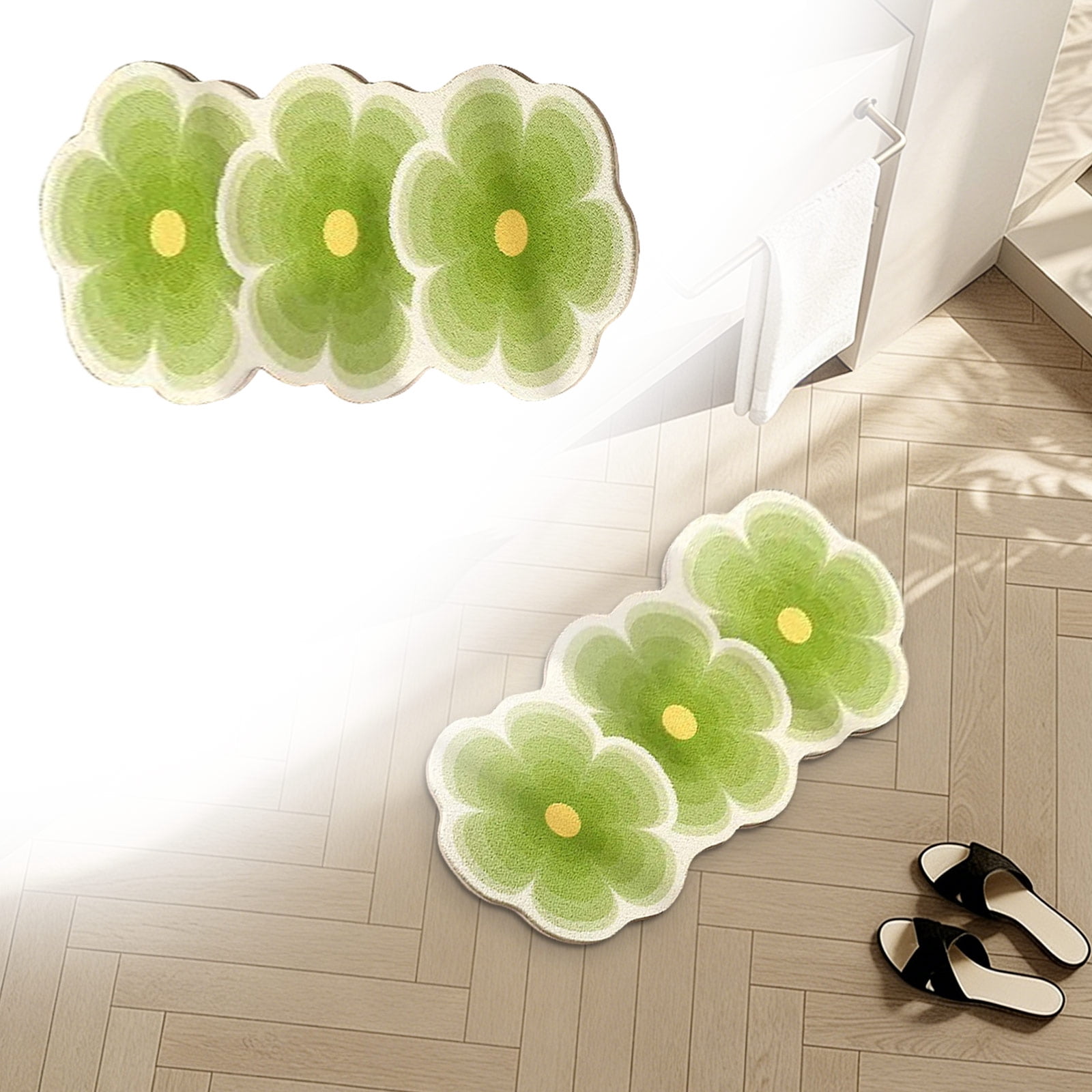 Flower Pattern Non Slip Washable Rugs Floor Mat Entryway Rug Non Slip Kitchen Floor Mats With Rubber Backing For Entrance Bedroom Bathroom Indoor Door Carpet For Home Light Green