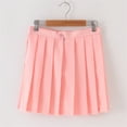 thumbnail image 3 of Kids Fashion Elastic High Waist Shorts New Girls Adjustable Waist Pleated Mini Skirt High Waisted A-Line Uniform School Tennis Skater Skirts Skort Pinky 11 Years, 3 of 3