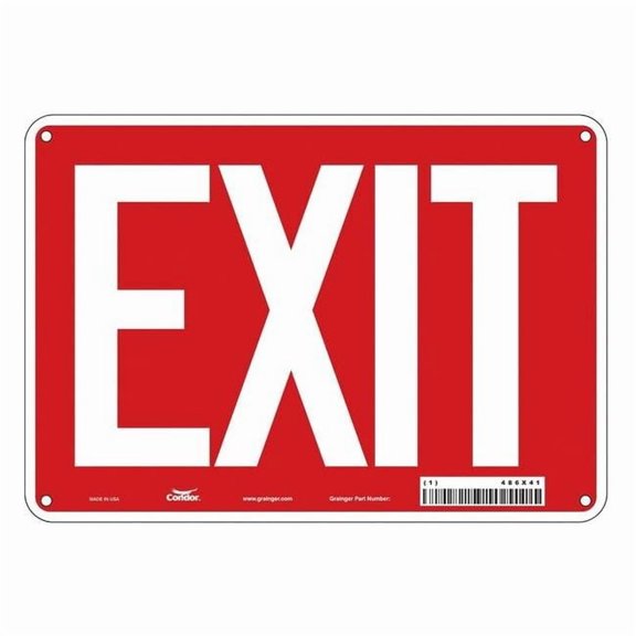 Condor Exit Sign, Plastic, 10" W, 7" H, Exit, Red 486X41