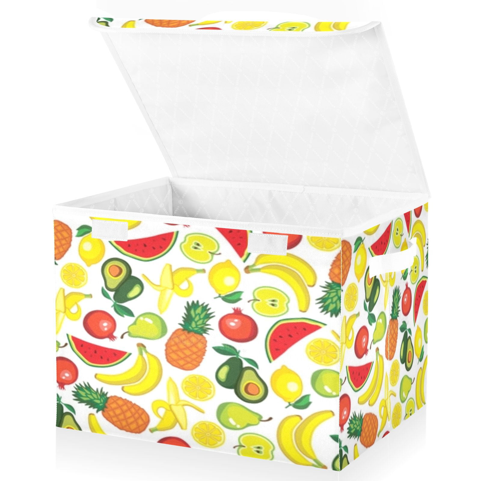 Colorful vibrant fruit pattern Foldable Kids Toy Chest with Flip-Top Lid, Collapsible Fabric Toy Storage Organizer/Bin/Box/Basket/Trunk for Toddler
