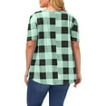 thumbnail image 4 of Jjayotai Womens Plus Size Tops, Crew Neck Plaid Shirts, Summer Short Sleeve Work Casual Swing Blouses, Loose Tunic Top, Oversized Tshirts for Women Green^ XL, 4 of 4