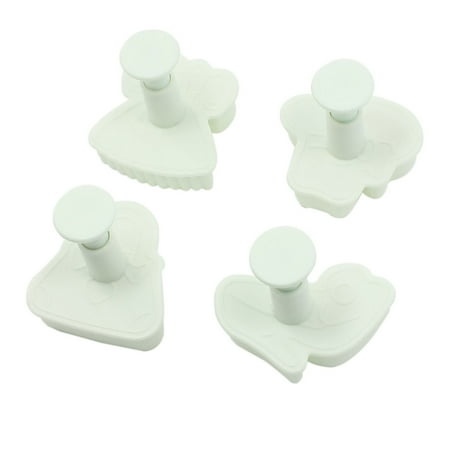 Unique Bargains 4 Pcs Set Spring Retracting Press Stamp Molds for Cake Cookie Biscuit