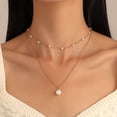 thumbnail image 2 of Collar de perlas de doble capa de luz Collar corto collar de cadena Collarbone borde de joyería para las niñas collar de perlas para las mujeres Dainty, 2 of 7