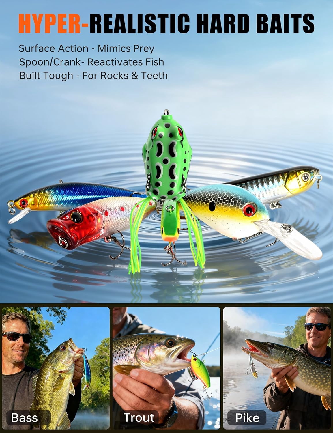Large 3-Layer Fishing Tackle Box with 417 Pcs Kit, All-in-One Lure Set for Anglers